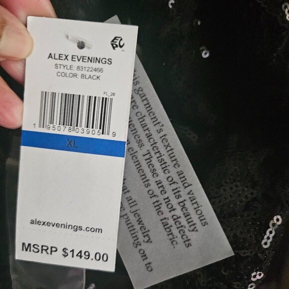 ALEX EVENINGS WOMAN BLACK PEPLUM SEQUIN BLOUSE/JACKET SIZE XL - Picture 6 of 7